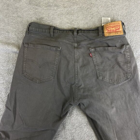 Levis Jeans 38x32‎ (Fits 38x31) Gray 505 Regular Straight Dark Wash Denim - Picture 4 of 16